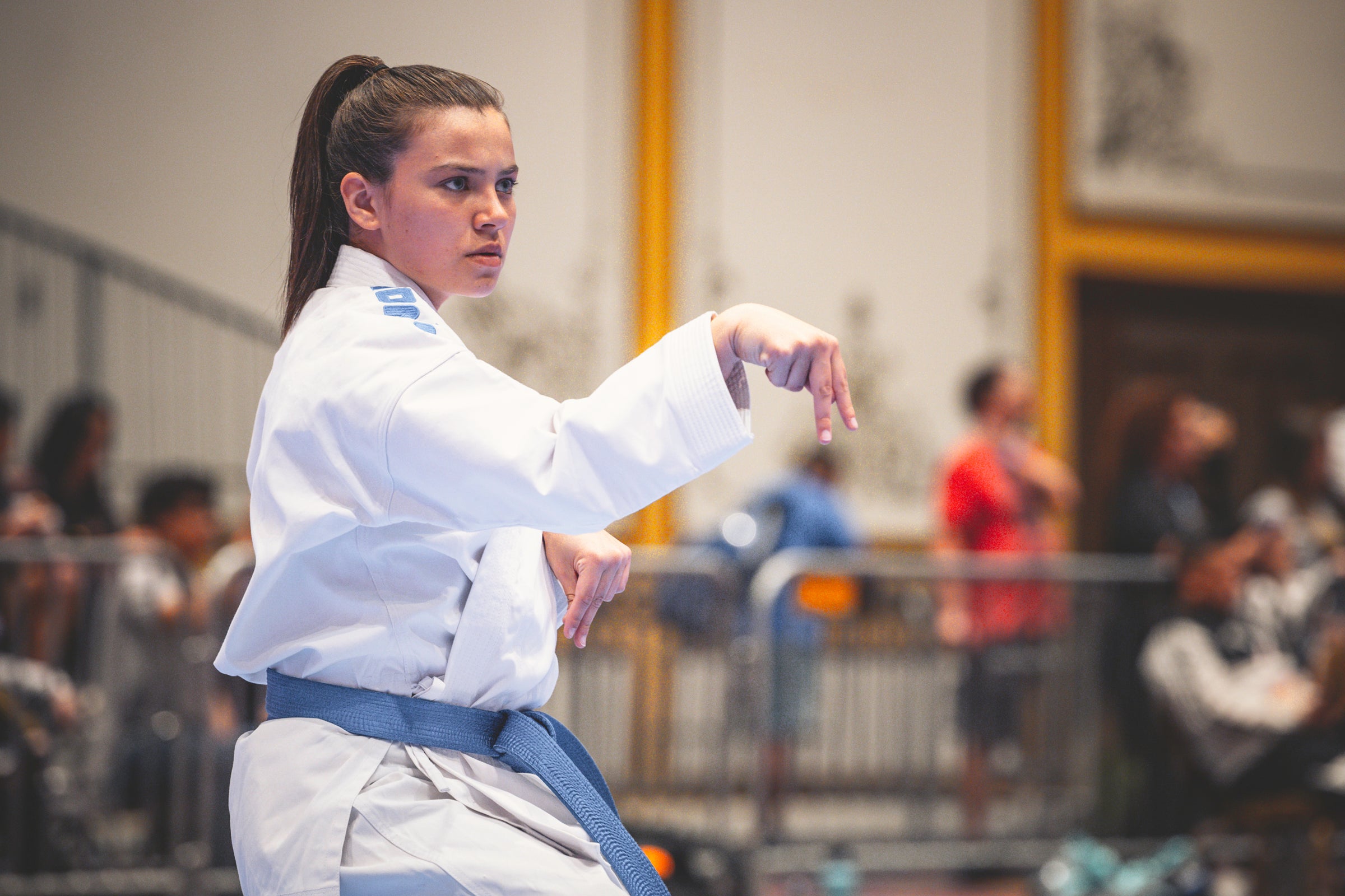 female martial artist competing