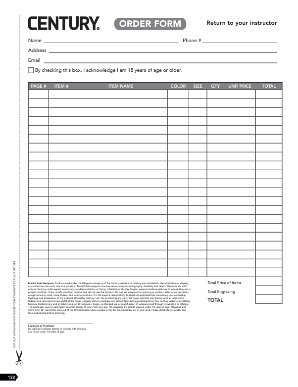 Student order form
