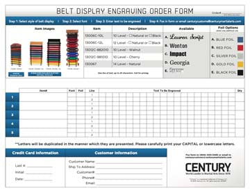 belt display engraving form