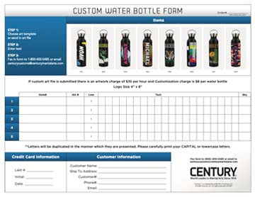 custom water bottle form