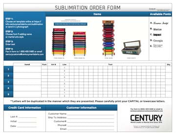 sublimation order form