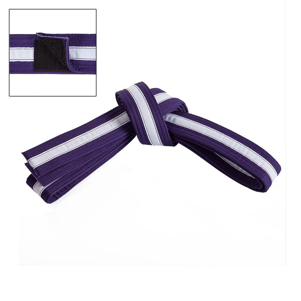 Adjustable White Striped Belt Purple White