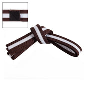 Adjustable White Striped Belt Brown White