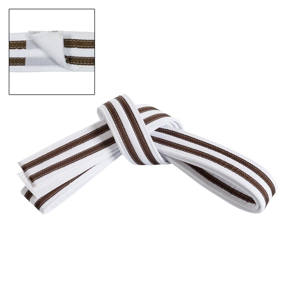 Double Striped Adjustable Belt White Brown