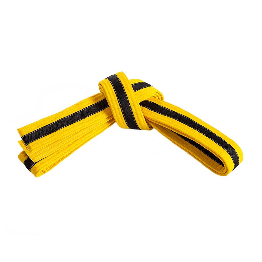 Double Wrap Black Striped Belt Yellow Black