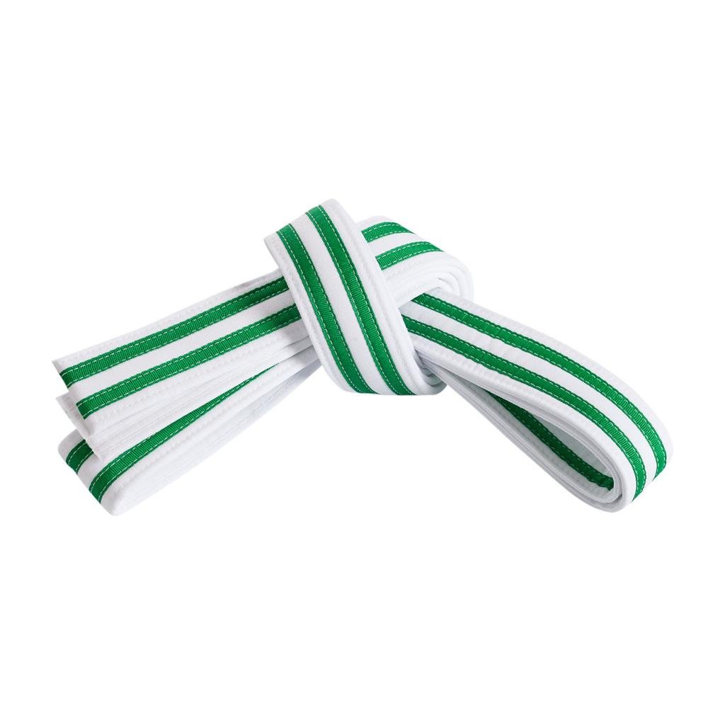 Double Wrap Double Striped White Belt White Green