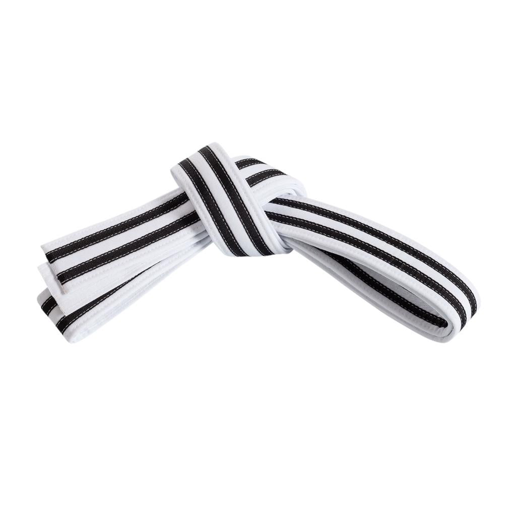 Double Wrap Double Striped White Belt White Black