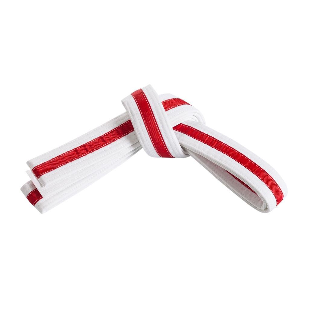 Double Wrap Striped White Belt White Red