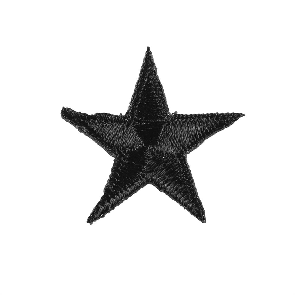 Iron-On Star Patches - 10 Pack 1" Black