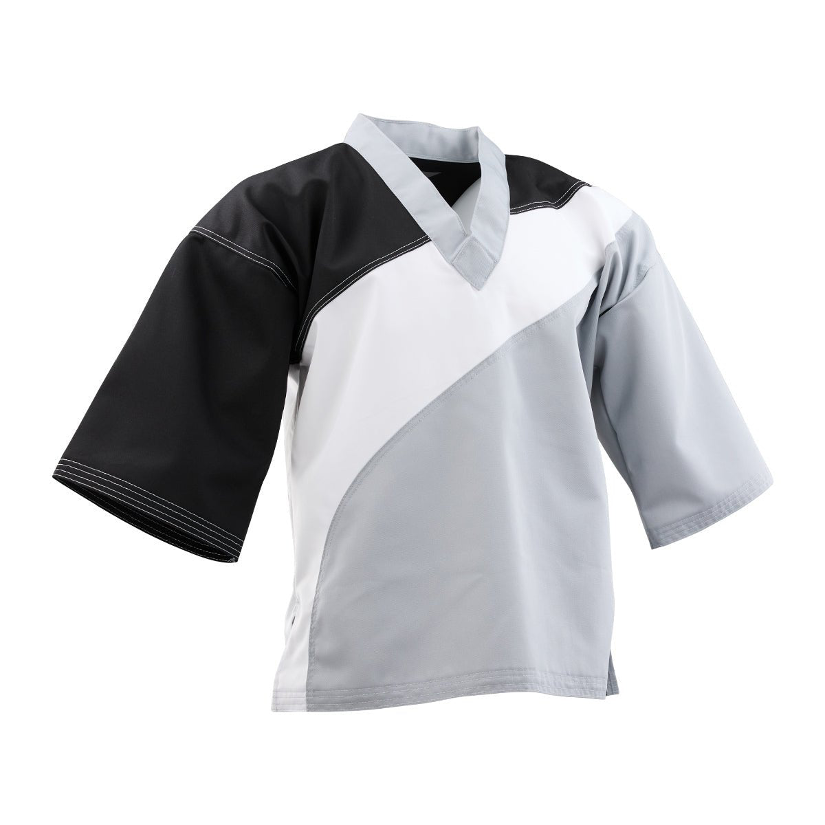 Tri-Color Diagonal Program Uniform Top White Black Grey