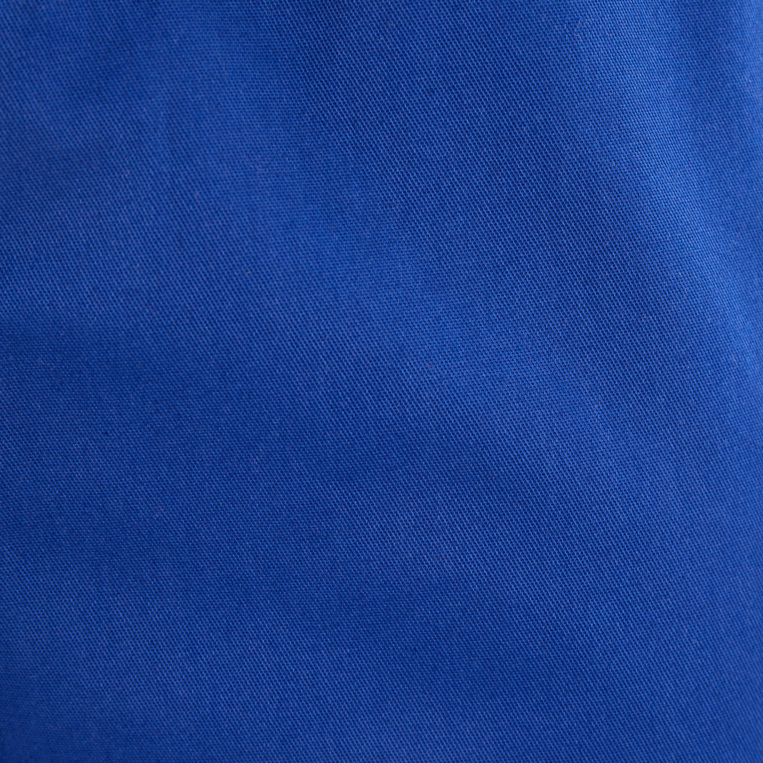 close up of blue polycotton fabric