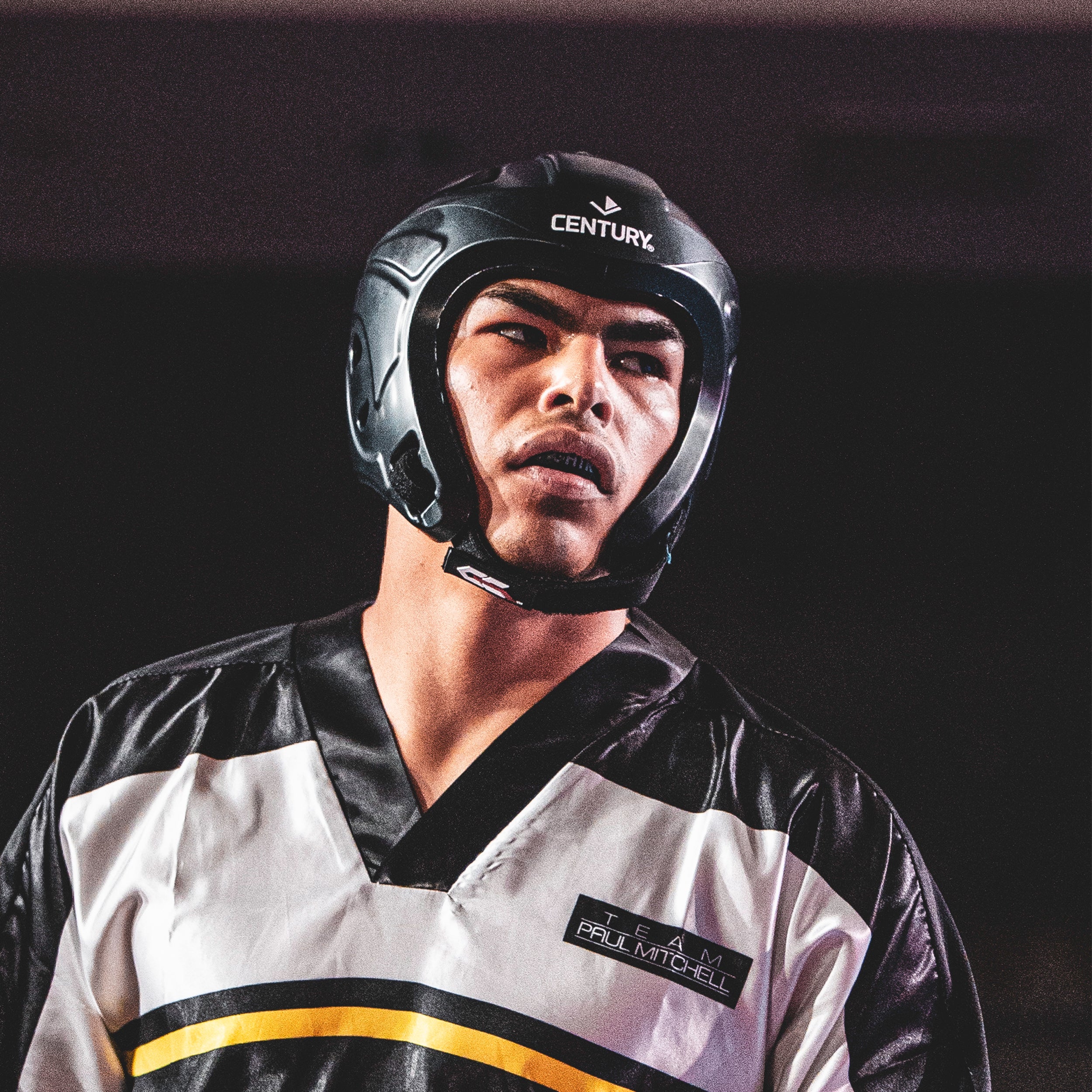 man wearing century&#39;s c-gear evolution headgear