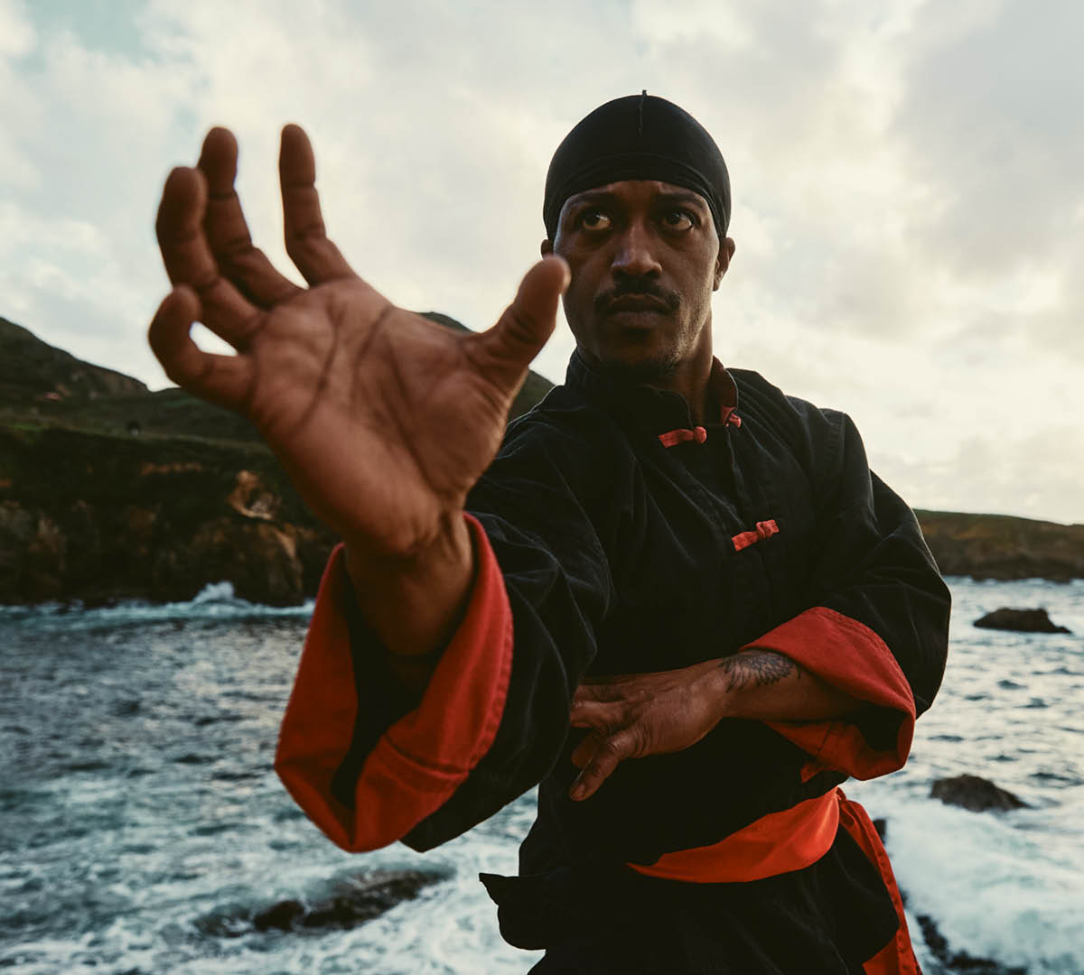 kung fu martial artist near the ocean