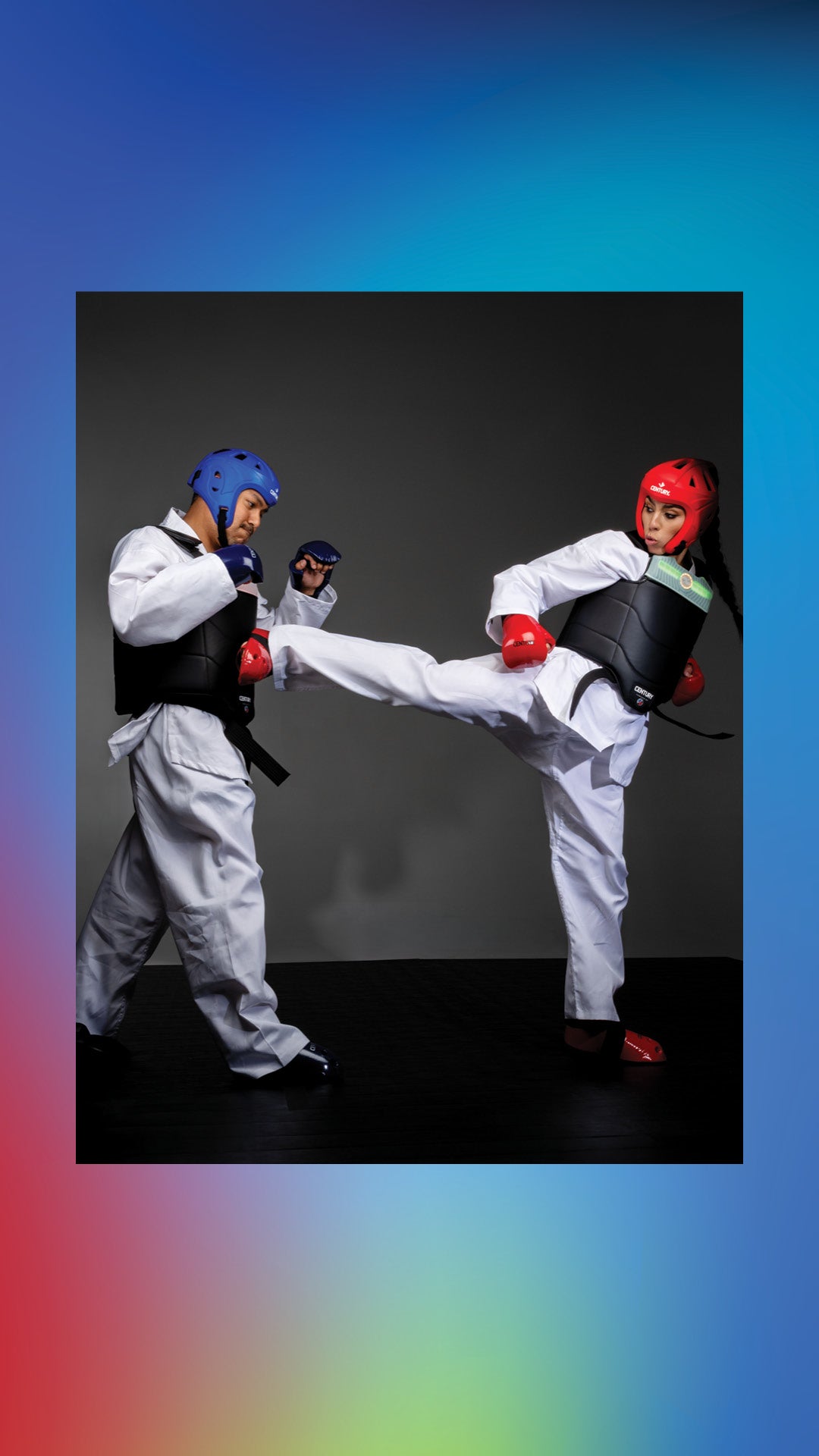 two martial artists sparring with Century 2020 Series II Vests