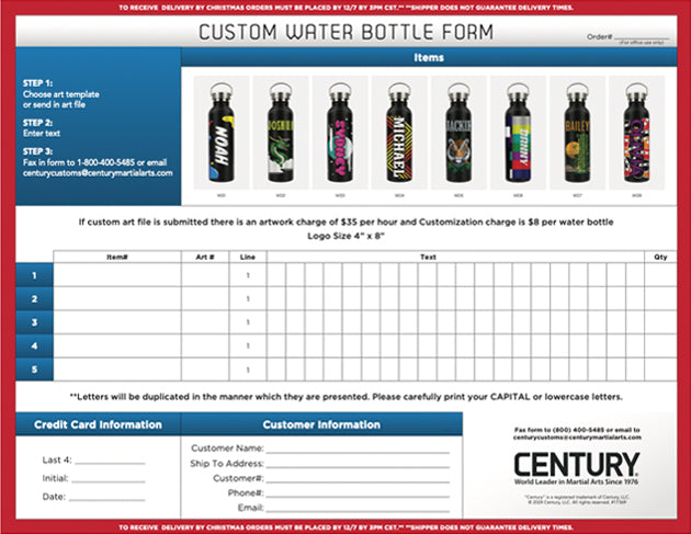 custom water bottle form