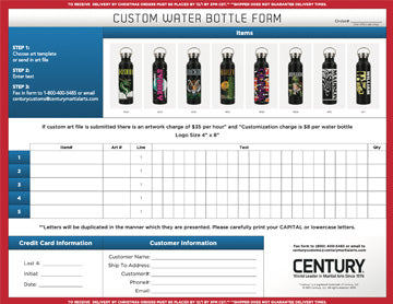 Custom Water Bottles Order Form