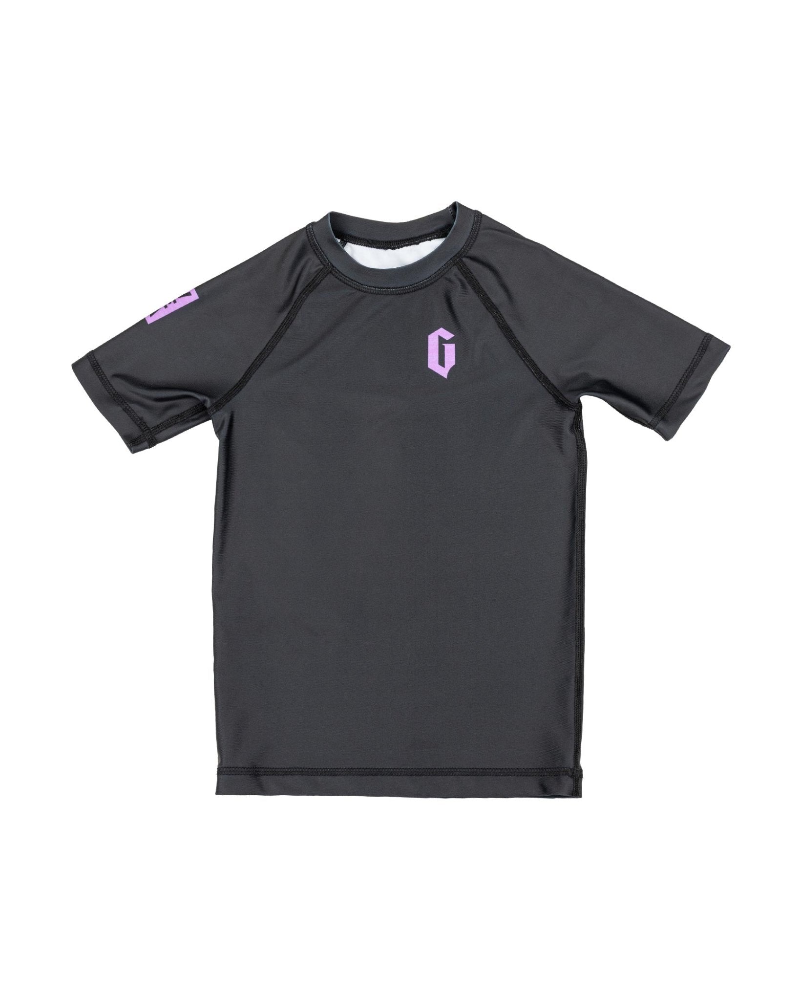 Gameness Girl's Short Sleeve Rash Guard Black Purple