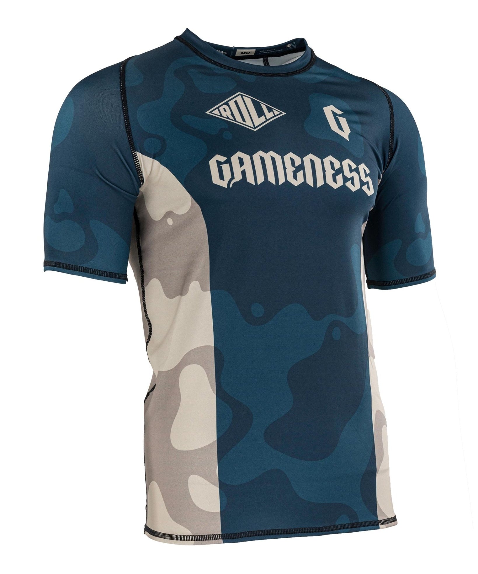 Gameness Mens Short Sleeved Meeting Of The Waters Rashguard Navy