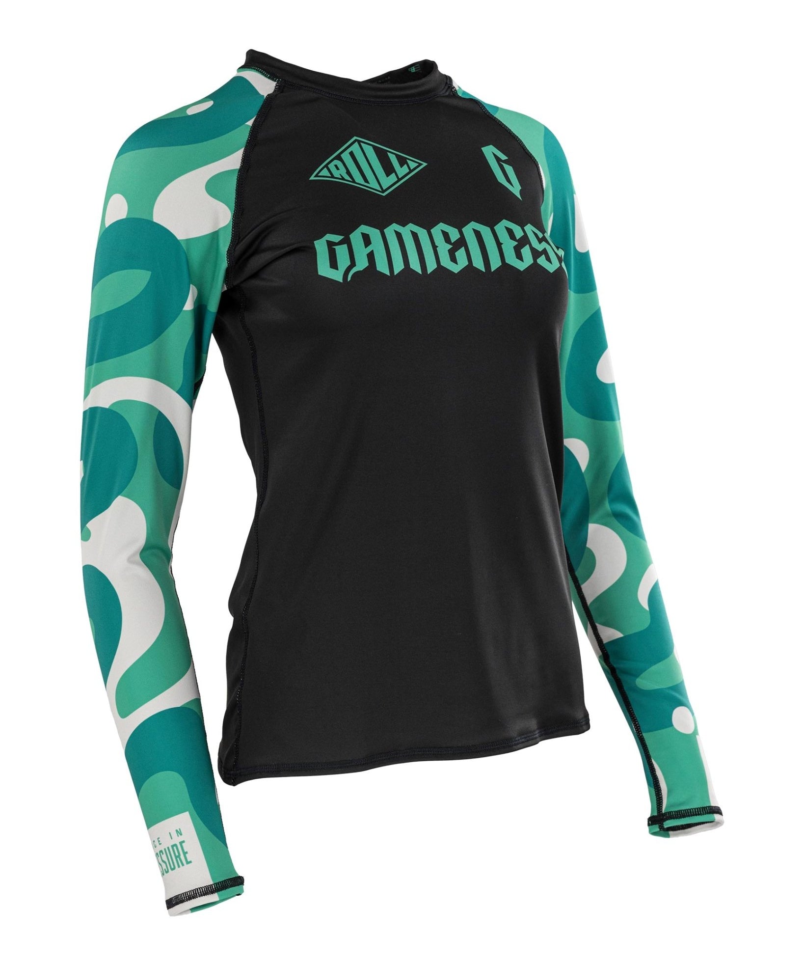 Gameness Women's Long Sleee Bravo Rashguard Black Teal