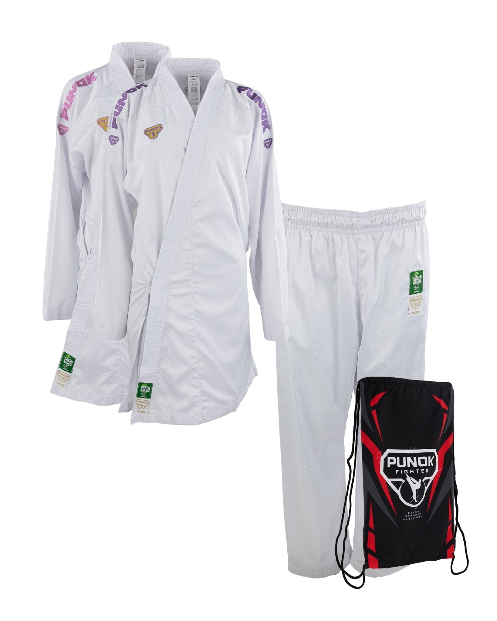 Punok Takyon Kumite Gi - Purple and Pink Set White