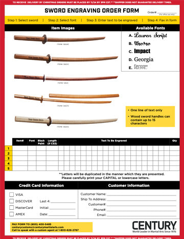 sword engraving order form