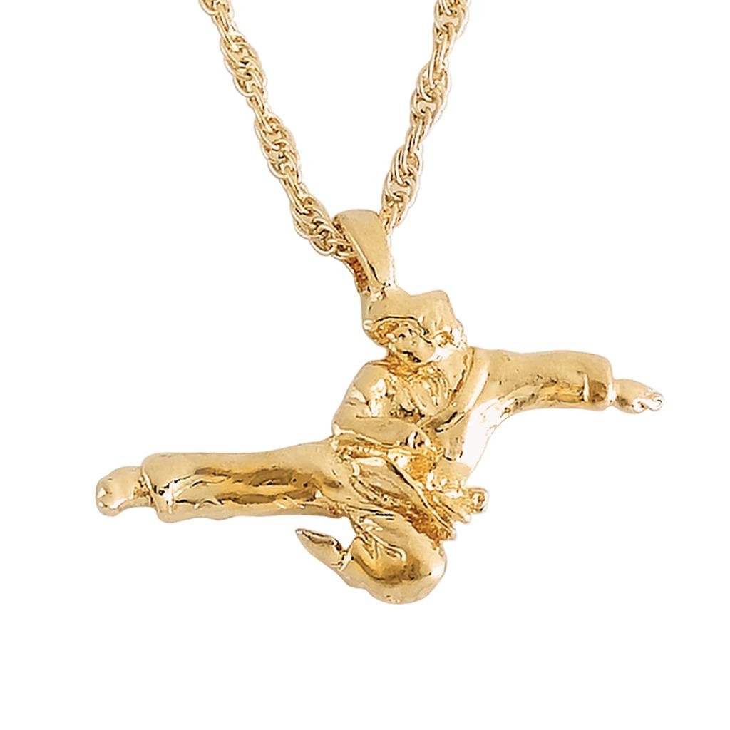 14K Gold Plated Necklace - Male Kicking Figure
