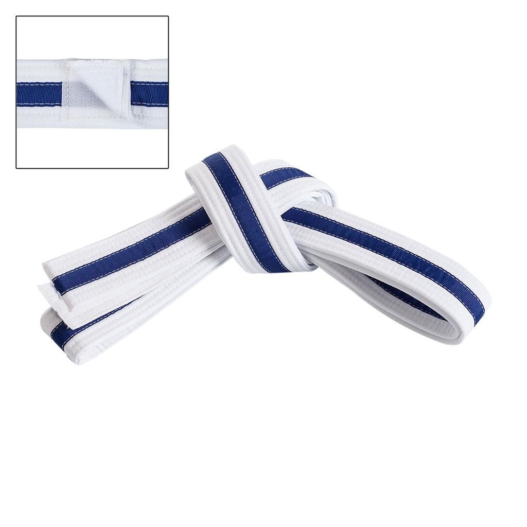 Adjustable Striped White Belt White Blue