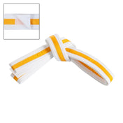Adjustable Striped White Belt White Gold