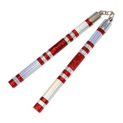 Chrome Stripe Taped Competition Nunchaku 12" Silver Red