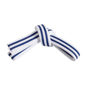 Double Wrap Double Striped White Belt White/Blue