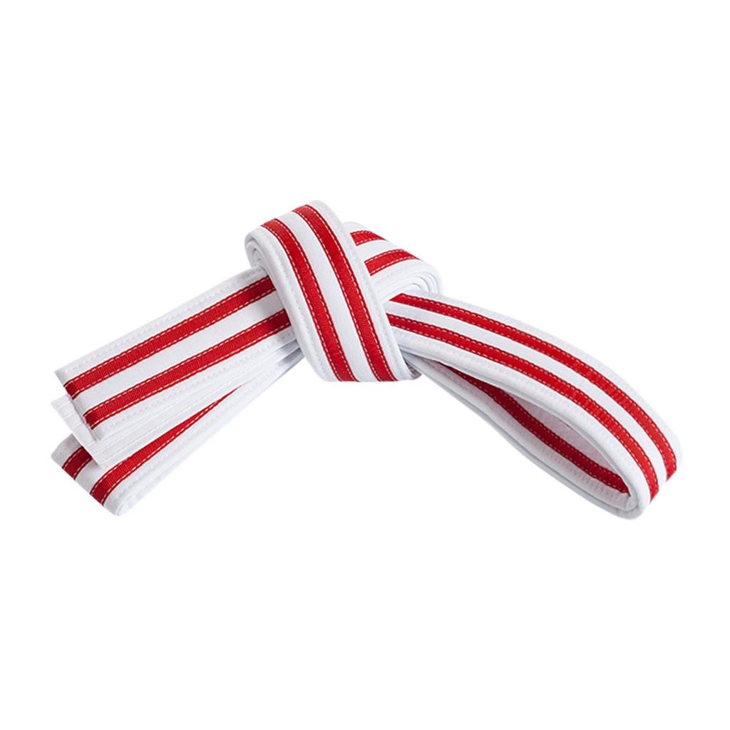 Double Wrap Double Striped White Belt White/Red