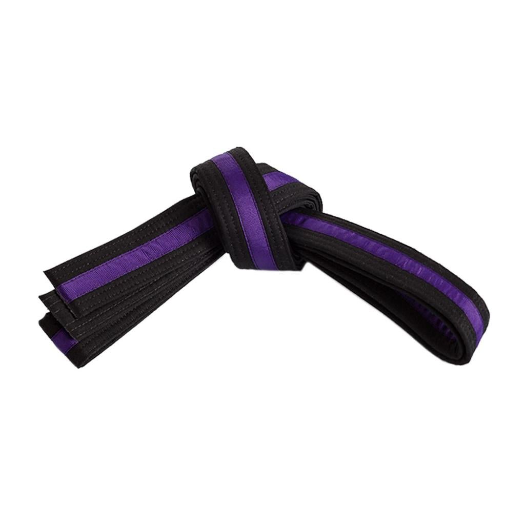 Double Wrap Striped Black Belt Black Purple