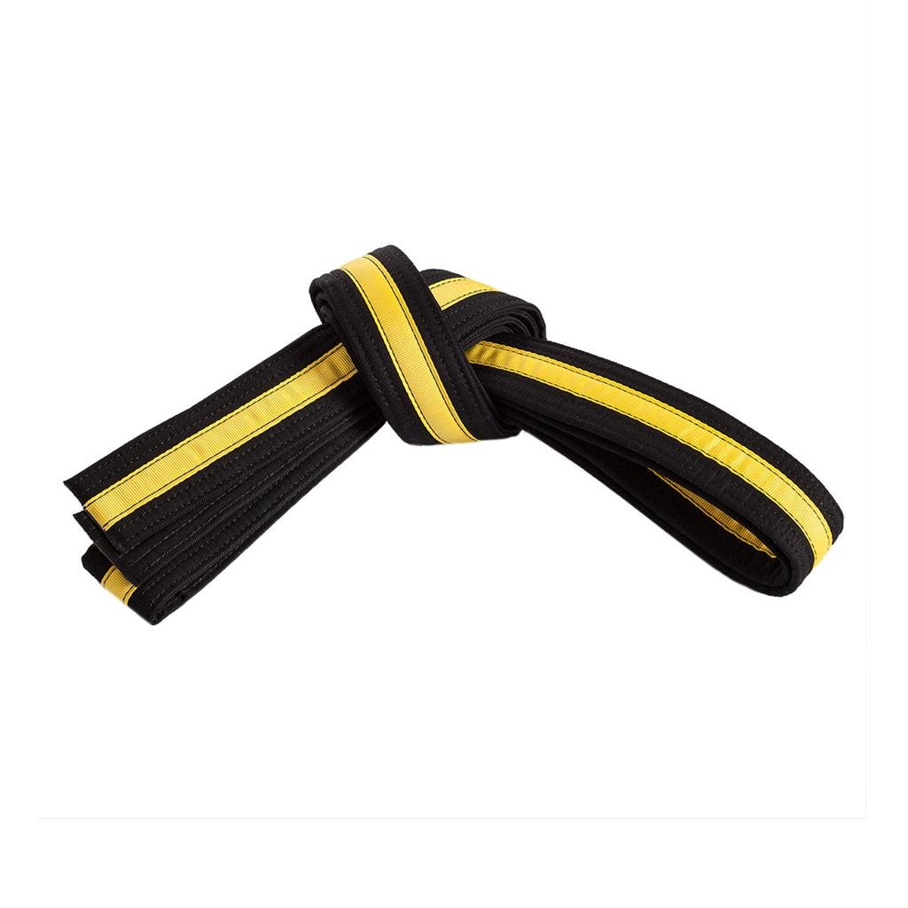 Martial Arts Belt Double Wrap Yellow/White Stripe For