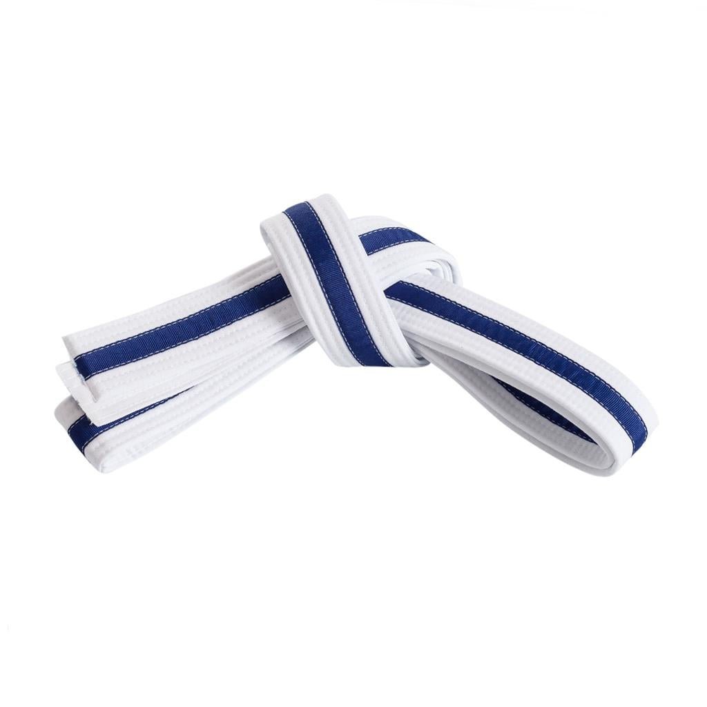 Double Wrap Striped White Belt White/Blue
