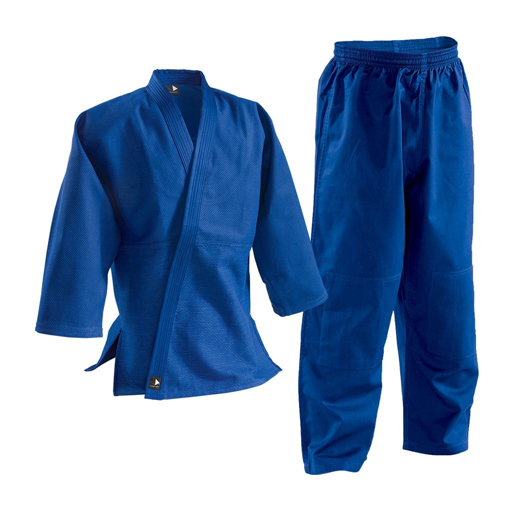 Fuji Signature Single Weave Judogi Blue Uniform – 100% Cotton Judo Gi With White Belt (Size 5)